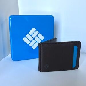 Columbia Slim Fold Men’s RFID Protection Brown Leather Wallet 4” X 2.75”